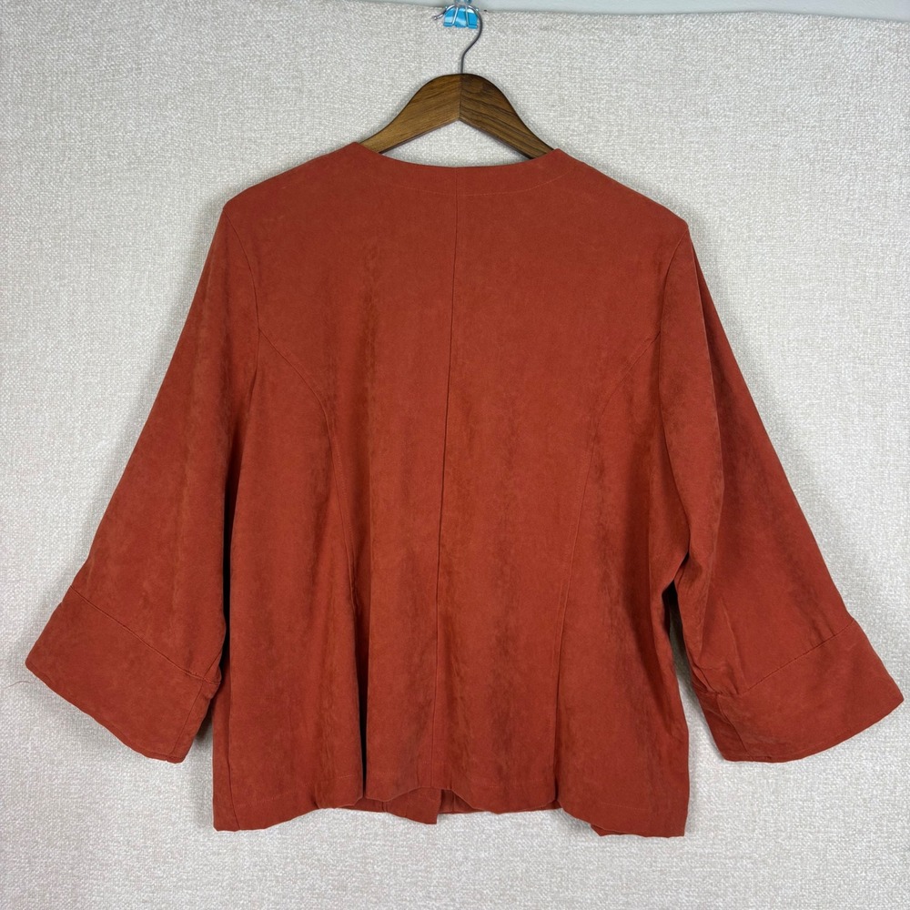 Joanna Plus Rust Orange Faux Suede Stretch Button Front Jacket Top Womens 1X - Picture 2 of 8